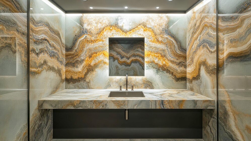 Desain Kamar Mandi Dengan Batu Alam